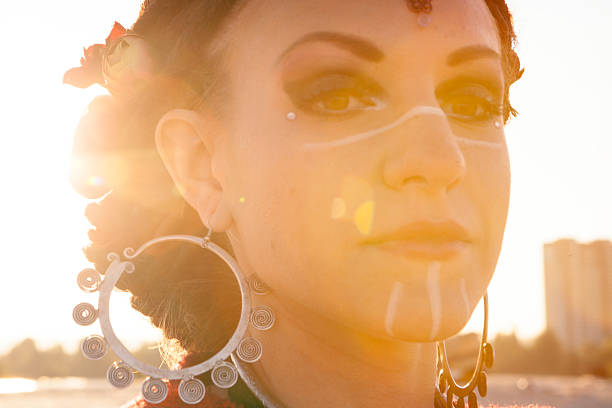 istock Beautiful girl dancing ethnic dances in desert 539116640