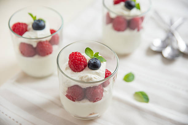 istock Sweet Desert with cream, mint and berries 539118540