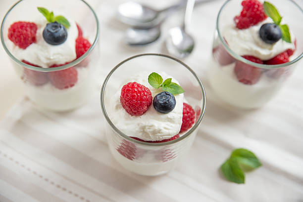 istock Sweet Desert with cream, mint and berries 539118638