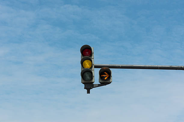 istock Traffic lights in front of a blue sky 539118720