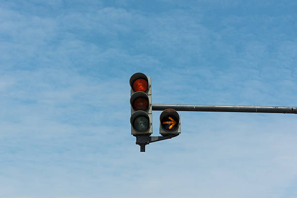 istock Traffic lights in front of a blue sky 539118776