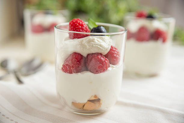 istock Sweet Desert with cream, mint and berries 539118912