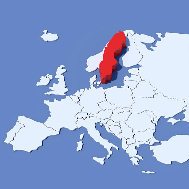 istock 3D Europe map with indication Sweden 539118913