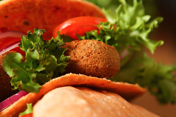 Doner kebab - falafel fresh vegetables in pita Brad