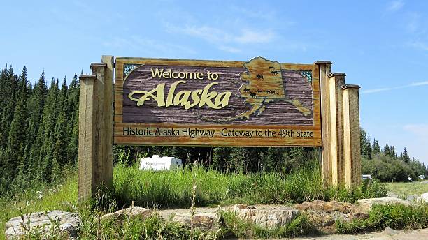 istock Alaska - Welcome to Alaska sign 539119738