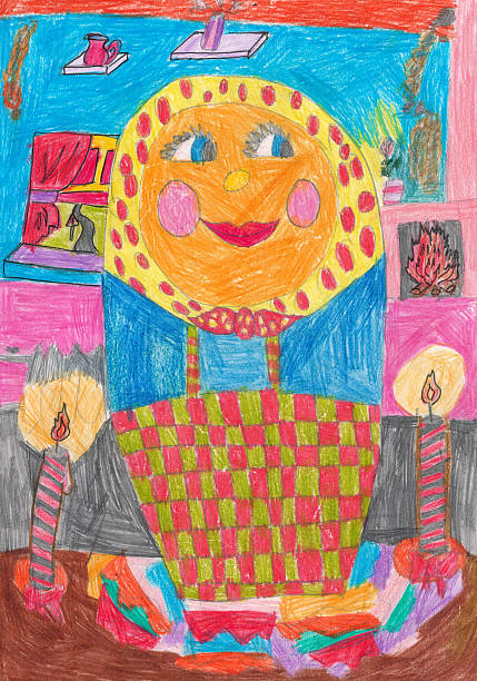 istock Multicolored russian nesting doll. Children's pencil drawing. 539120057