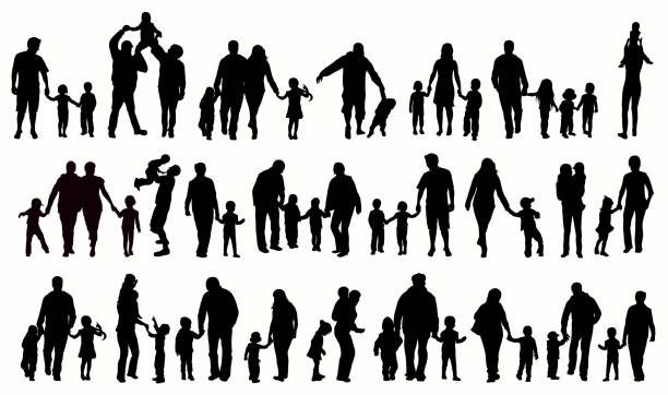 Family silhouettes http://smdesign.eu/s/p.jpg family silhouettes stock illustrations