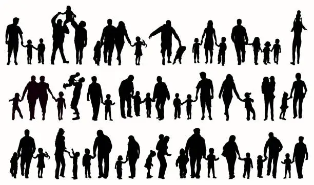 Vector illustration of Family silhouettes