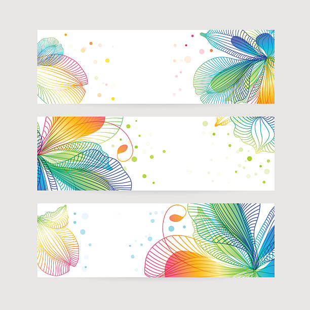 Set of floral banners Set of floral banners, flower design header footer template stock illustrations