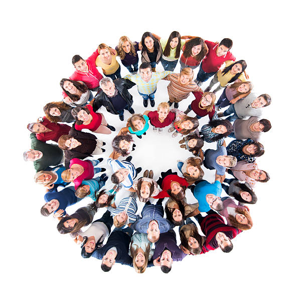 istock Embraced group of happy people in a circle. 539120651