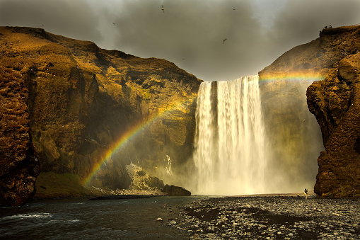Shot of Skógafoss, a famous waterfall in Iceland
