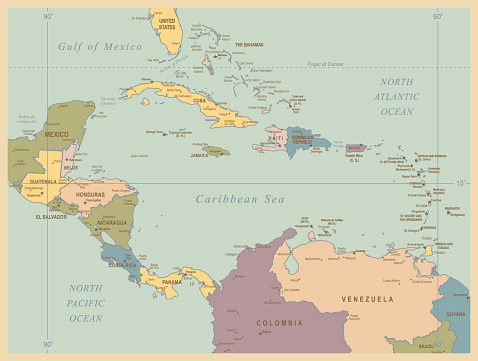 Central America - Retro Map