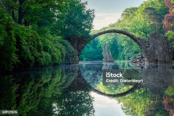 Arch Bridge In Kromlau Stock Photo - Download Image Now - Nature, Landscape - Scenery, Circle