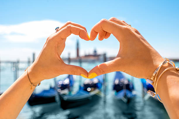 istock Heart shape on Venice city background 539122556