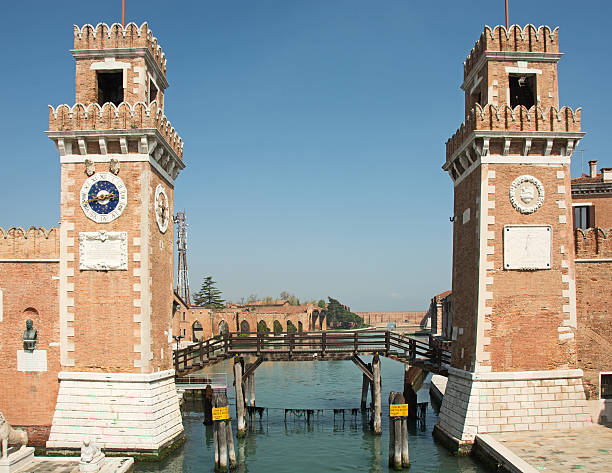 Arsenale in Venice showing the canal and the gate structure