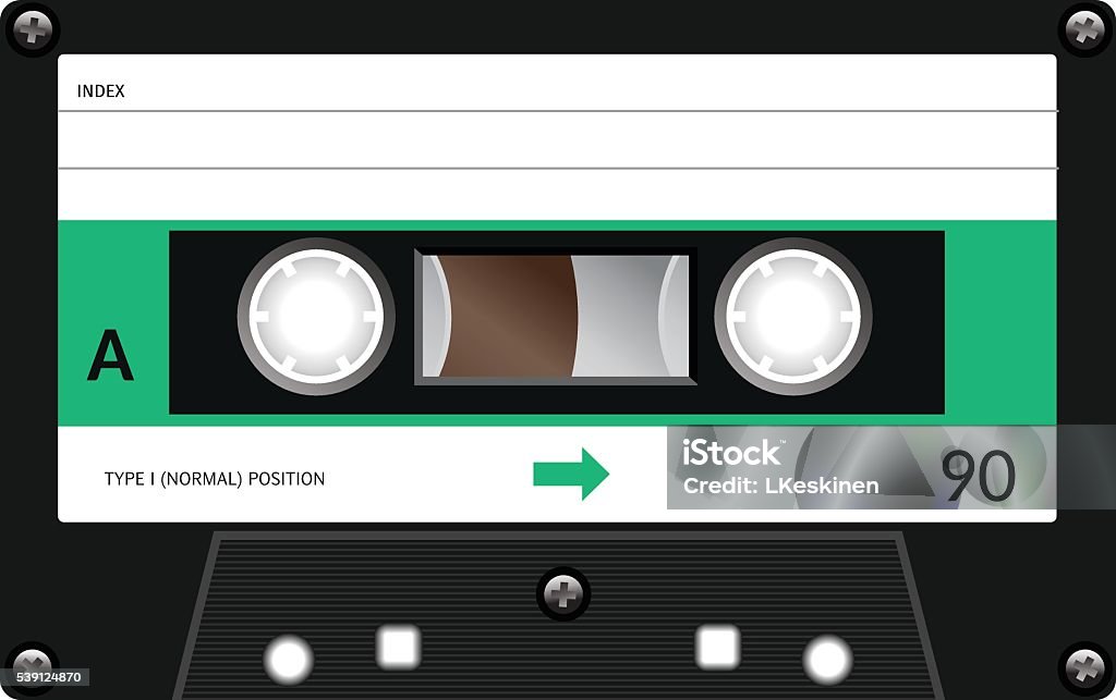 Vintage cassette tape Retro plastic audio cassette, music cassette, cassette tape. Isolated on white background. Realistic illustration of old technology. Vintage tape. 1970-1979 stock vector