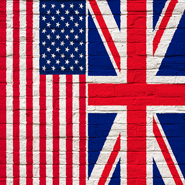 istock Flags of the USA and the UK 539126480