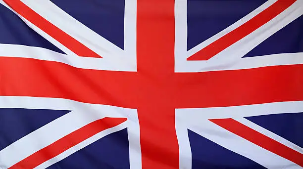 Photo of United Kingdom Flag real fabric seamless close up