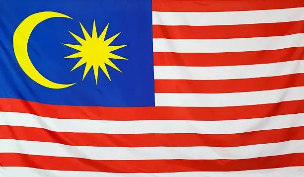 Photo of Malaysia Flag real fabric seamless close up