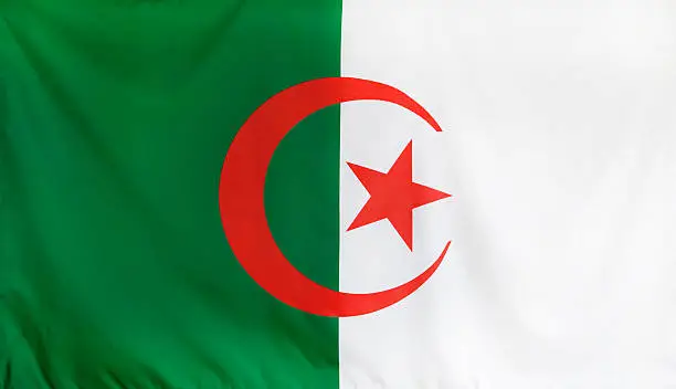 Photo of Algeria Flag real fabric seamless close up