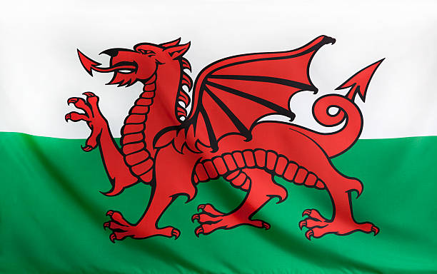 istock Wales Flag real fabric seamless close up 539127646