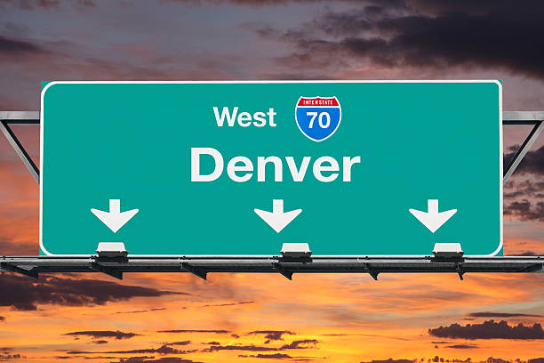 istock Denver Interstate 70 West Highway Sign with Sunrise 539128806