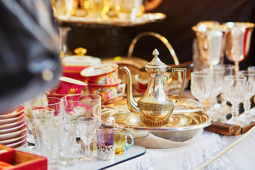 Silver pitcher on a Parisian flea market