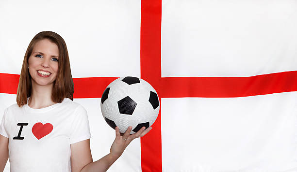 istock England Flag with female soccer fan 539129212