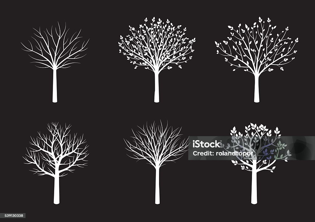 Forma di bianco alberi. Illustrazione vettoriale. - arte vettoriale royalty-free di Albero spoglio