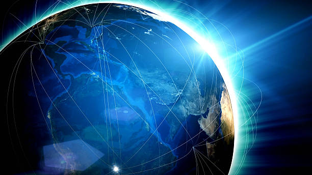 istock Futuristic view of planet Earth with global connections 539130834