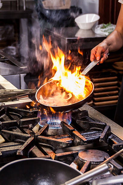 Pot with fire stock photo