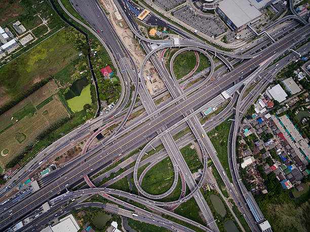 istock Aerial view above Motorway & Ring roads Inter-Change systems 539132128