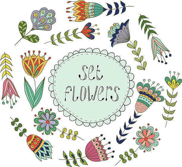 wektor okrągły kwiatów wieniec z kwiatów letnich - laurel wreath stan laurel laurel wreath stock illustrations