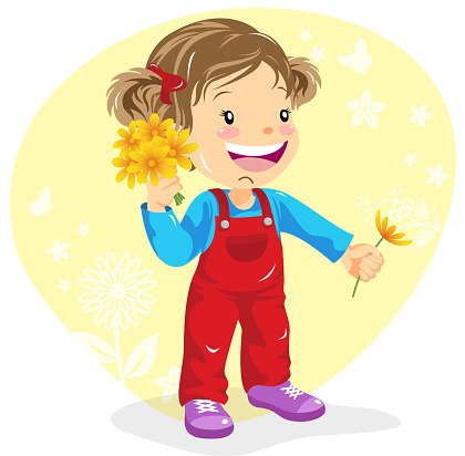 istock Little Girl Gather Flowers in Spring 539141759