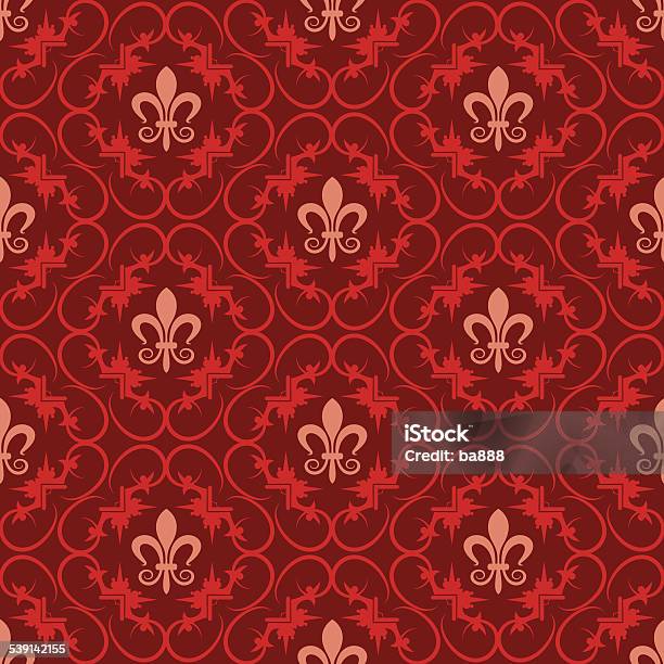 Red Wallpaper In Old Style Stock Illustration - Download Image Now ...
