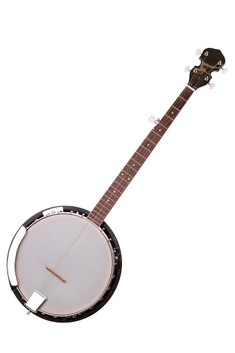 Five-string banjo for country music. Full resolution file.  (with clipping path)