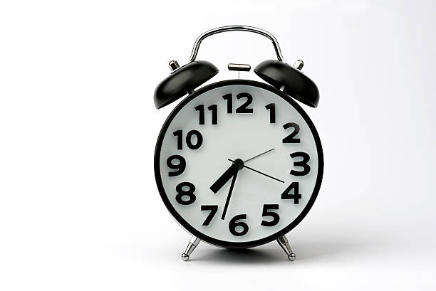 istock Close-up of Black Table Alarm Clock on White Background 539150001