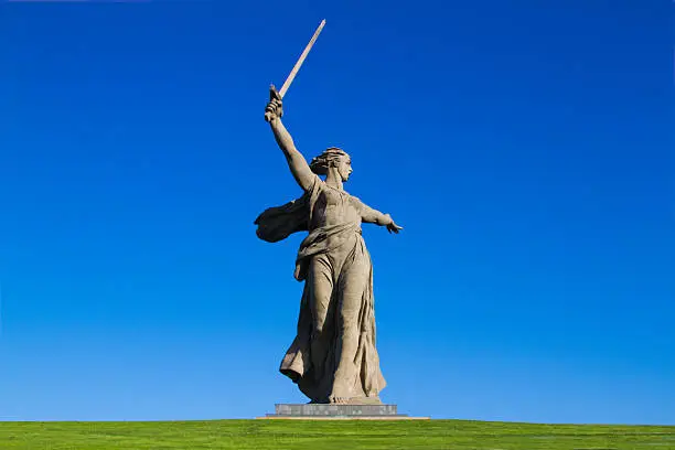 Central figure of the memorial complex at Mamaev burial in Volgograd