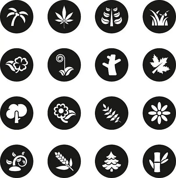 Vector illustration of Plant Icons - Black Circle Series
