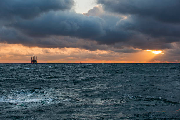 Oil rig on the North Sea stock photo