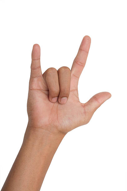 istock Hand with I Love You sign isolated on white background 539181009