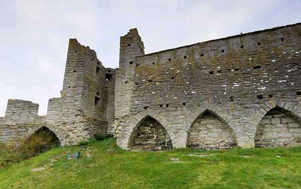 Old defence construction Very old defense construction from the 12th century. Visby town wall, Sweden outlines the whole city town wall tallinn stock pictures, royalty-free photos & images