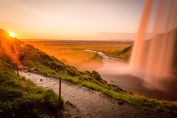 istock Iceland, sunset behind the fall, Seljalandsfoss 539183717