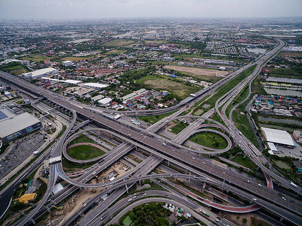 istock Aerial view above Motorway & Ring roads Inter-Change systems 539199372