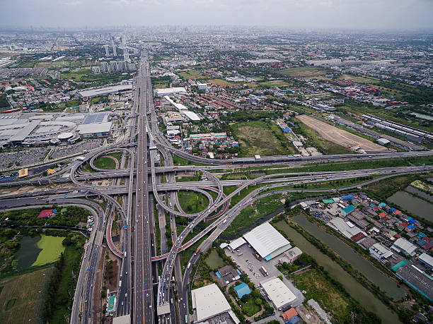 istock Aerial view above Motorway & Ring roads Inter-Change systems 539199518