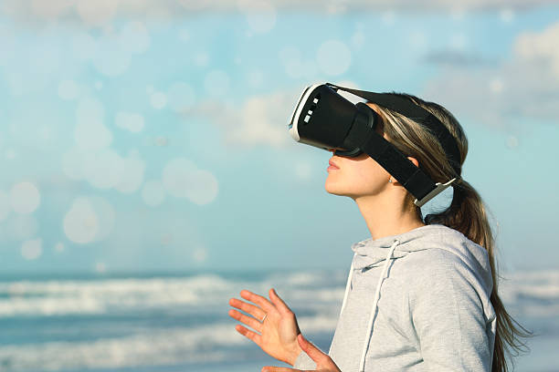 istock Woman wearing virtual reality glasses 539201998