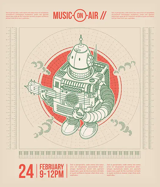 Vector illustration of Music-on-air. Music theme poster