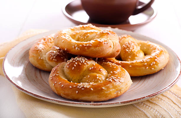 istock Soft pretzels with sesame 539206698