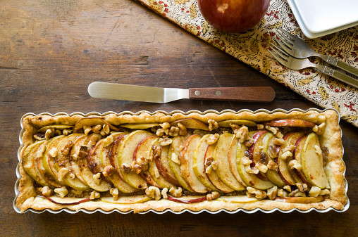 Rectangular Apple Rectangular Apple Tart With Walnuts Stock Photo - Download Image Now ...