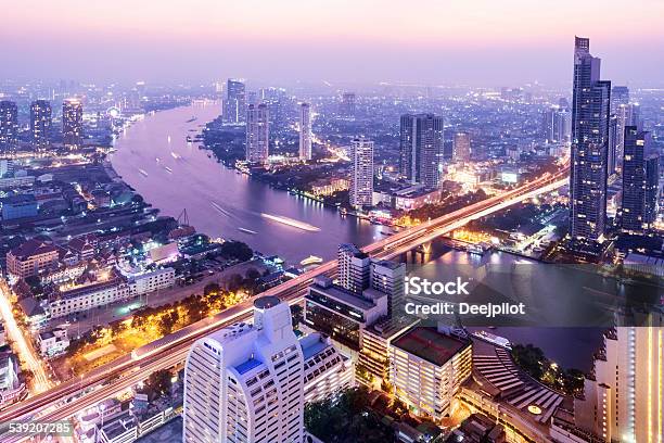 Aerial View Of The The Bangkok Skyline Thailand Stock Photo - Download Image Now - Bangkok, Thailand, City